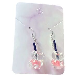 Clear Glitter Bear Earrings